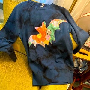 Spooky season quilted bat crew neck size small